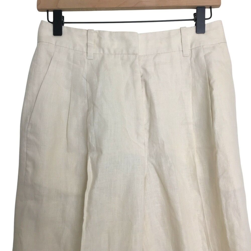 Aritzia The Effortless Pants Linen Cropped Sz 4 Natural Ecru - Picture 4 of 14